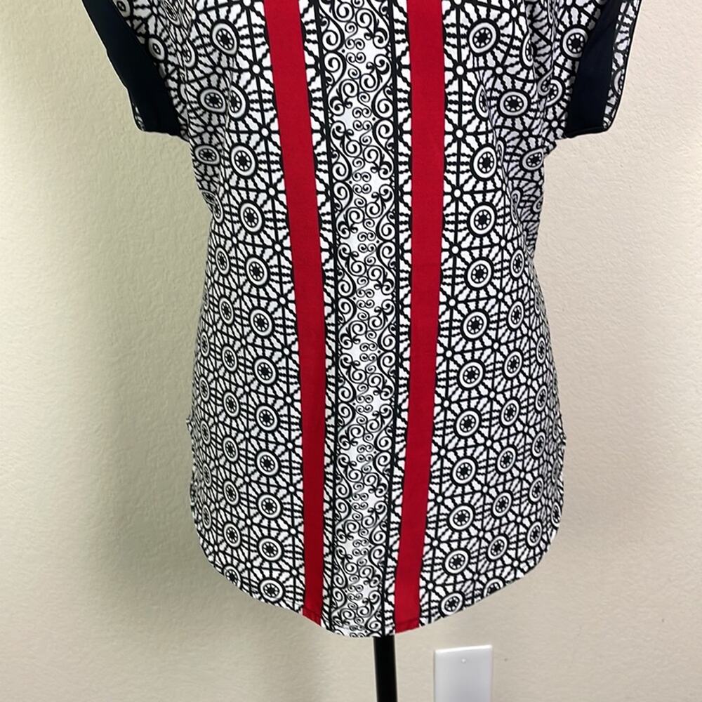 Antilia Femme center stripe cap sleeve blouse women's L - Picture 3 of 12